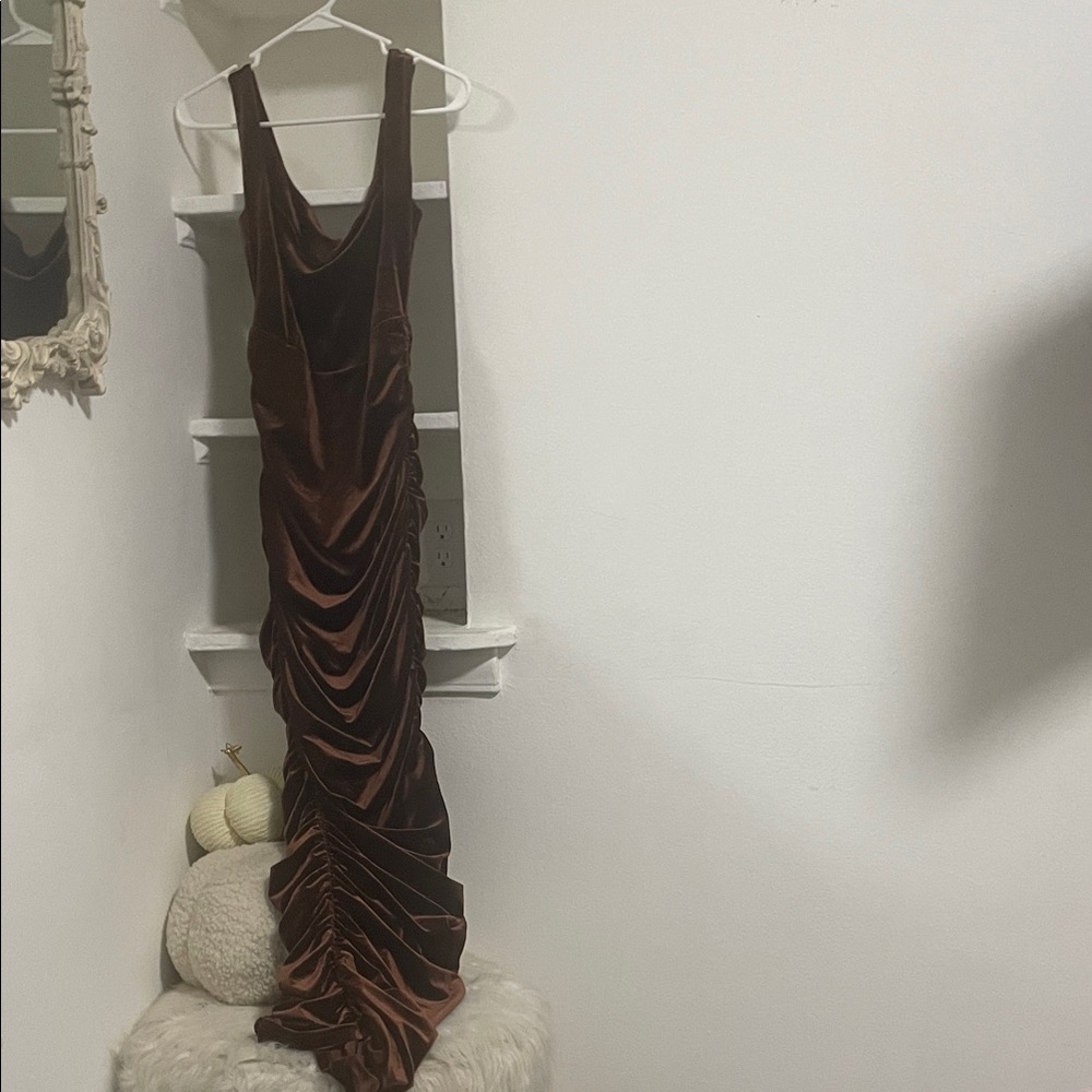 AKIRA Rich Brown Velvet Maxi Dress